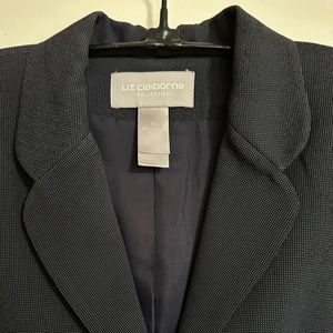 Vintage Liz Claiborne Black/Beige Tattersall Jacket, Size 10